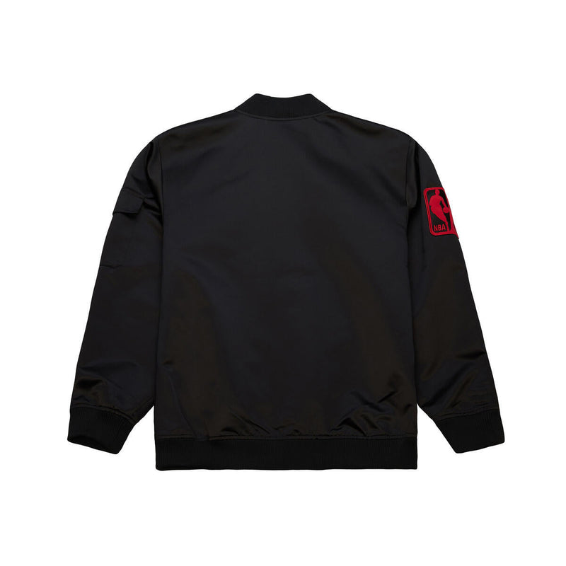 NBA TEAM LEADER SATIN BOMBER VINTAGE LOGO BUCKS Black JK8095-MBUBLCK - Image 2