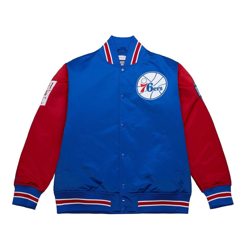 NBA PRIMETIME HEAVYWEIGHT SATIN JACKET VINTAGE LOGO 76ERS Royal JK8453-P76ROYA - Image 5
