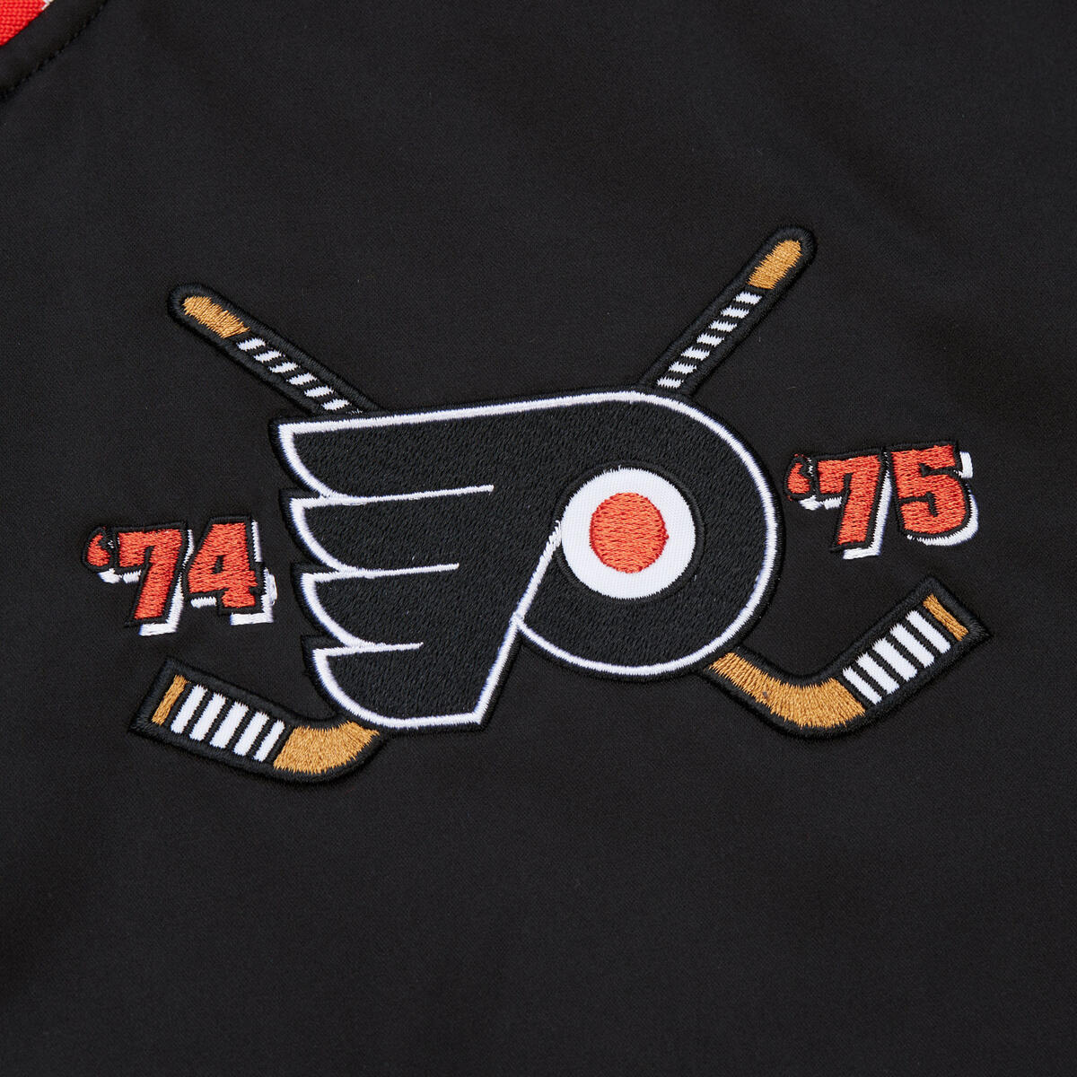 NHL PRIMETIME HEAVYWEIGHT SATIN JACKET VINTAGE LOGO FLYERS Black JK8453-PFLBLCK - Image 3
