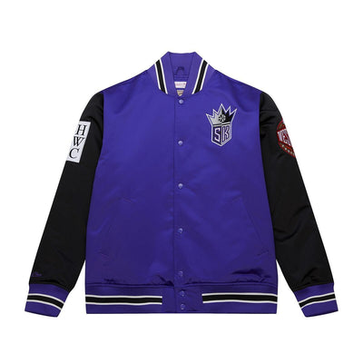 NBA PRIMETIME HEAVYWEIGHT SATIN JACKET VINTAGE LOGO KINGS REGAL PURPLE JK8453-SKIRGPR - Image 1