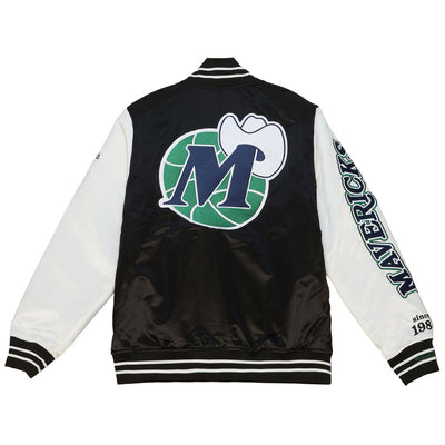 NBA TEAM ORIGINS VARSITY SATIN JACKET MAVERICKS - Black-White - Image 2