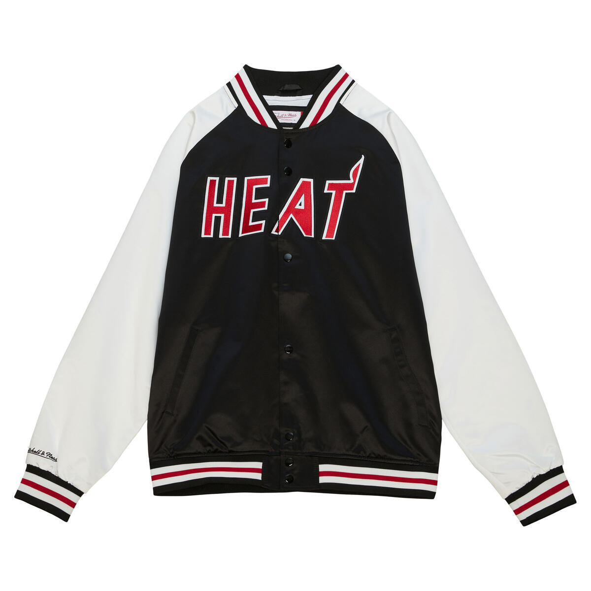 NBA PRIMETIME LIGHTWEIGHT SATIN JACKET HEAT Black OJBF4992-MHEYYPPPBLCK - Image 1