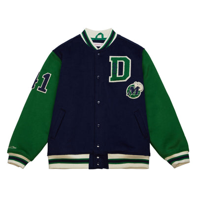 NBA TEAM LEGACY VARSITY JACKET N&N MAVERICKS DIRK NOWITZKI Navy-Green OJBF6849-DMAYYDNONYGN - Image 1