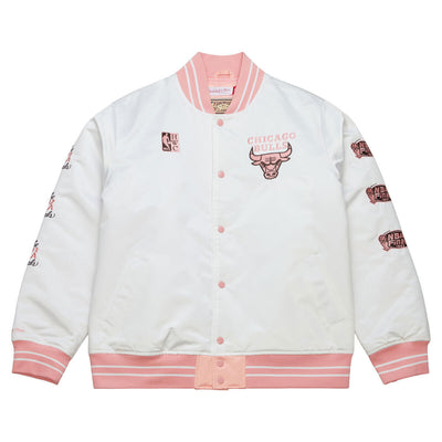 NBA NEOPOLITAN SATIN JACKET BULLS - White - Image 1