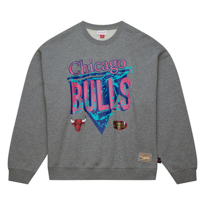 NBA 90S REFLECTIVE HEATHER CREWNECK SWEATSHIRT BULLS Grey Heather OJPO6777-CBUYYPPPGYHT - Image 1