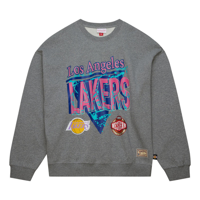 NBA 90S REFLECTIVE HEATHER CREWNECK SWEATSHIRT LAKERS - Grey Heather - Image 1