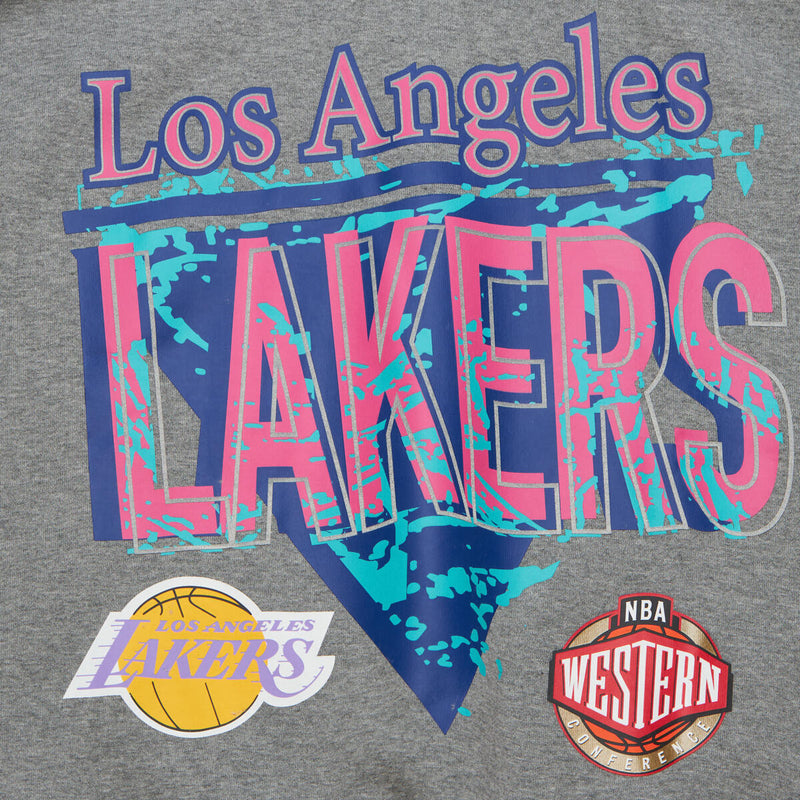 NBA 90S REFLECTIVE HEATHER CREWNECK SWEATSHIRT LAKERS - Grey Heather - Image 3