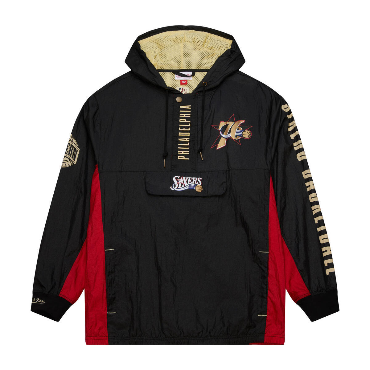 NBA TEAM OG 2.0 ANORAK WINDBREAKER VINTAGE LOGO 76ERS Black OJPO7093-P76YYPPPBLCK - Image 5