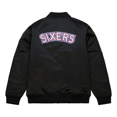 NBA SATIN BOMBER JACKET 76ERS Black OJZP5927-P76YYPPPBLCK - Image 5