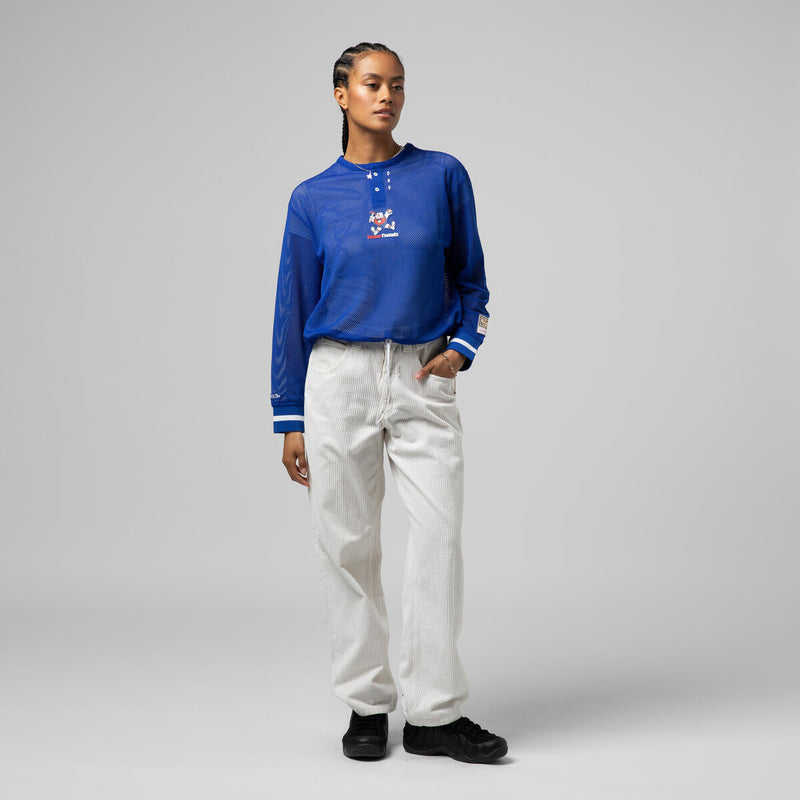 NBA WOMEN'S CROPPED LS MESH HENLEY NUGGETS - Image 6