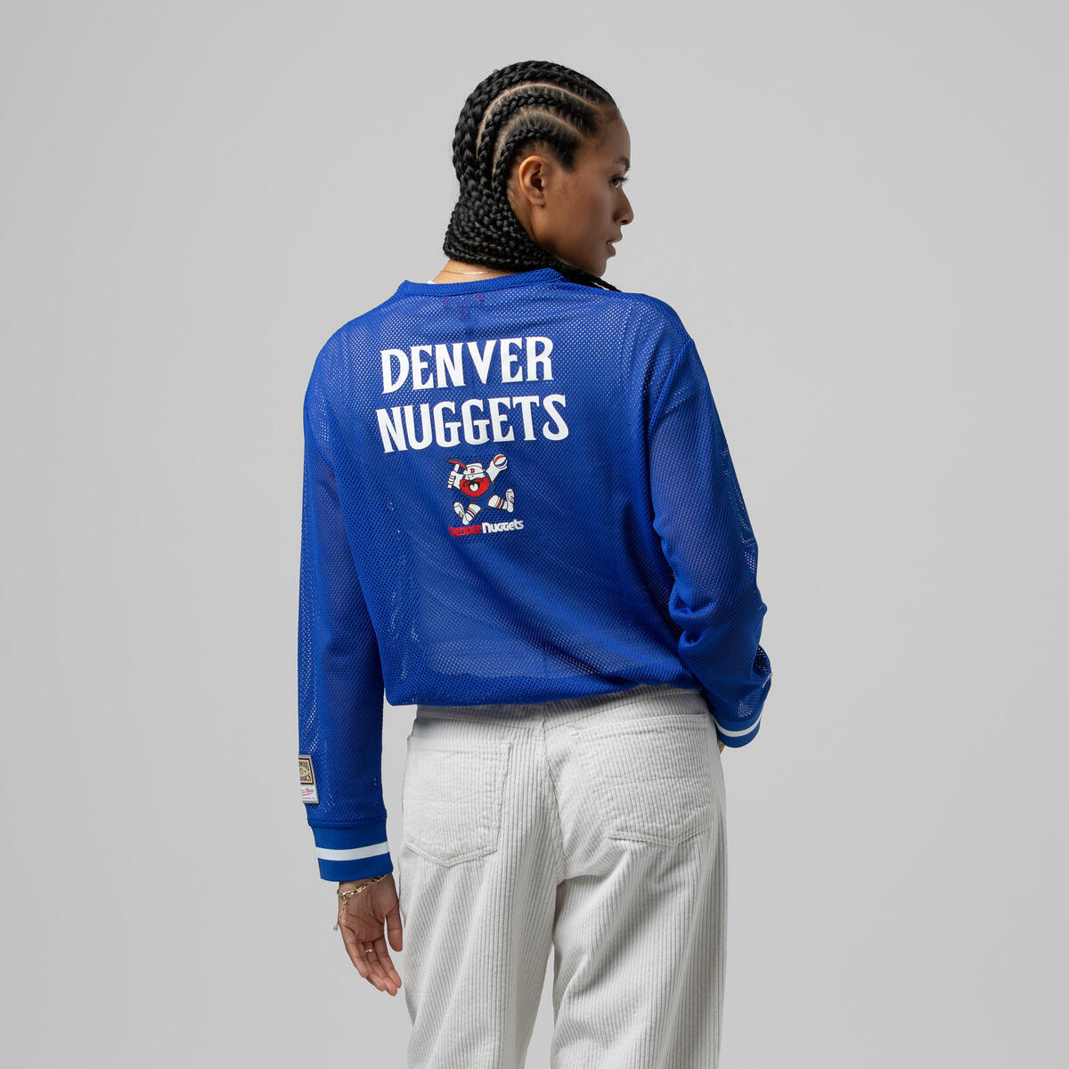 NBA WOMEN'S CROPPED LS MESH HENLEY NUGGETS - Image 8