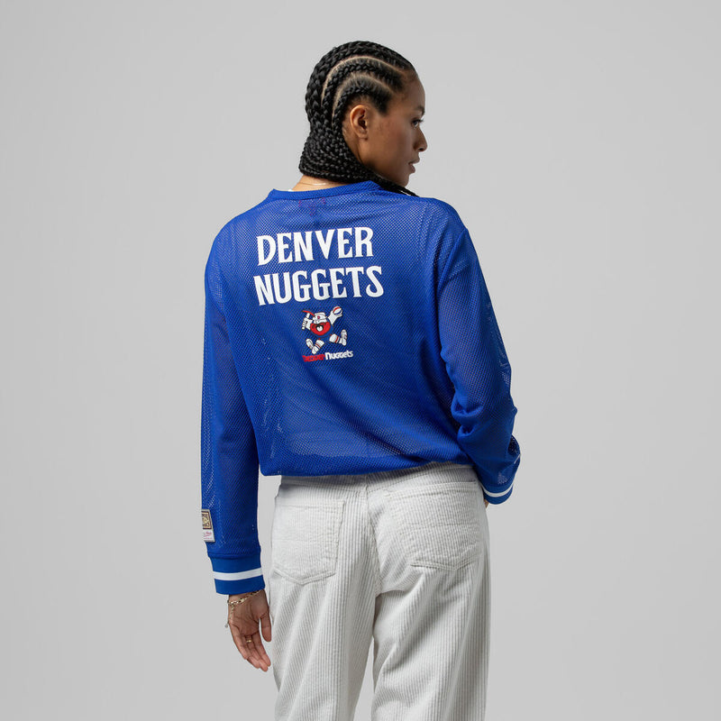 NBA WOMEN'S CROPPED LS MESH HENLEY NUGGETS - Image 8