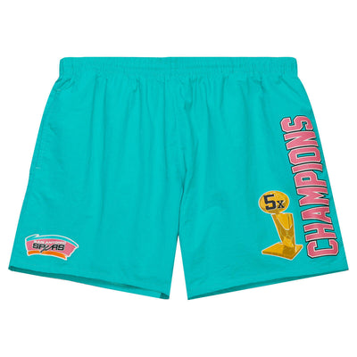 NBA TEAM HERITAGE WOVEN SHORTS SPURS - Teal - Image 1