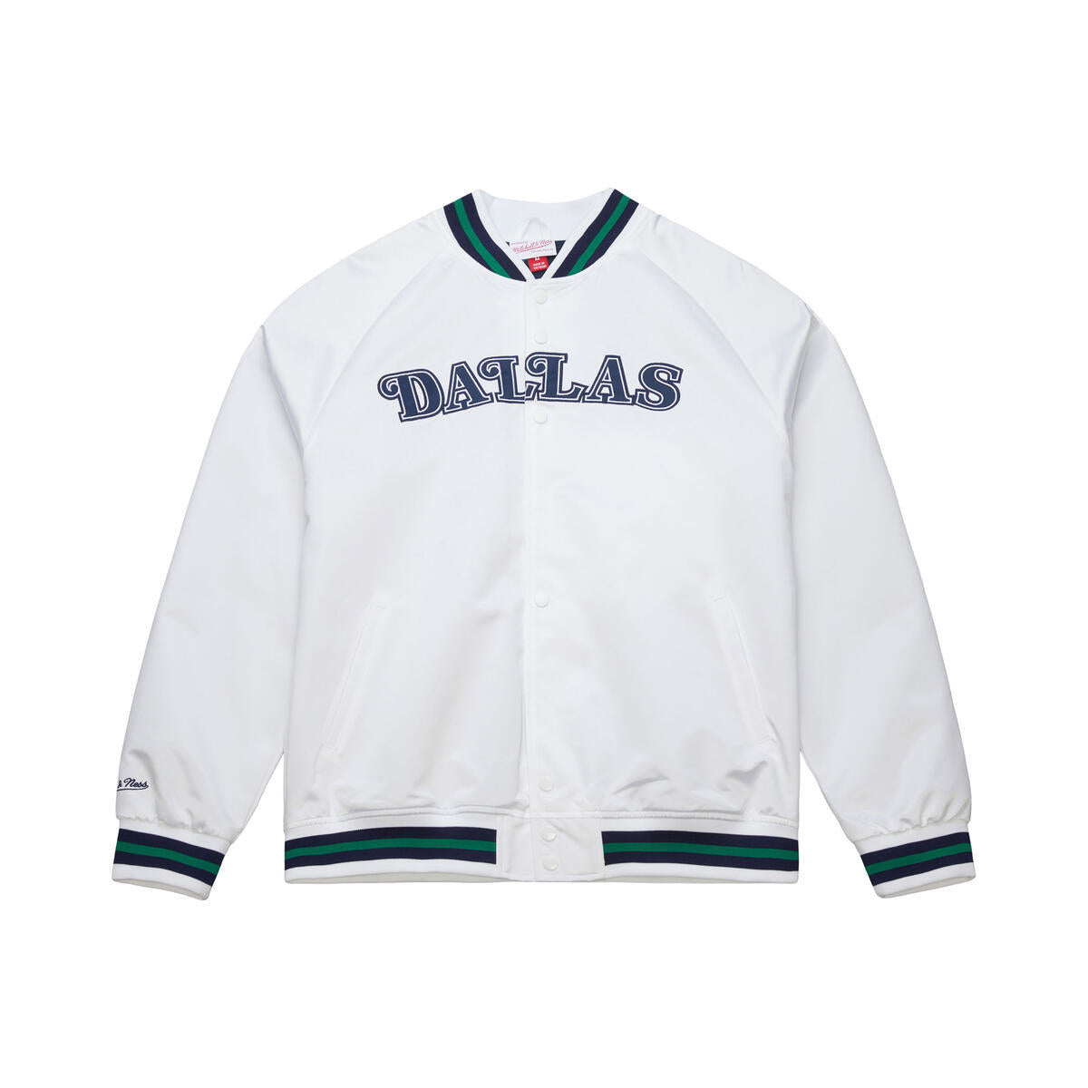 NBA LIGHTWEIGHT SATIN JACKET VINTAGE LOGO MAVERICKS White SJKT6296-DMAYYPPPWHIT - Image 1