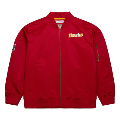 NBA LIGHTWEIGHT SATIN BOMBER VINTAGE LOGO HAWKS Scarlet SJKT6599-AHAYYPPPSCAR - Image 1