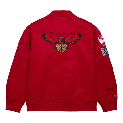 NBA LIGHTWEIGHT SATIN BOMBER VINTAGE LOGO HAWKS Scarlet SJKT6599-AHAYYPPPSCAR - Image 2