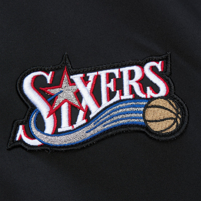 NBA LIGHTWEIGHT SATIN BOMBER VINTAGE LOGO 76ERS Black SJKT6599-P76YYPPPBLCK - Image 5