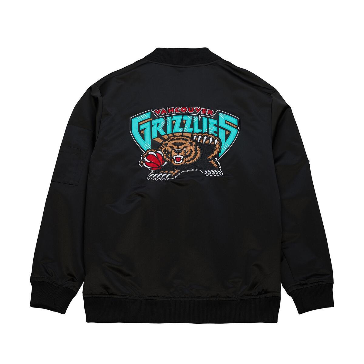 NBA LIGHTWEIGHT SATIN BOMBER VINTAGE LOGO GRIZZLIES Black SJKT6599-VGRYYPPPBLCK - Image 1
