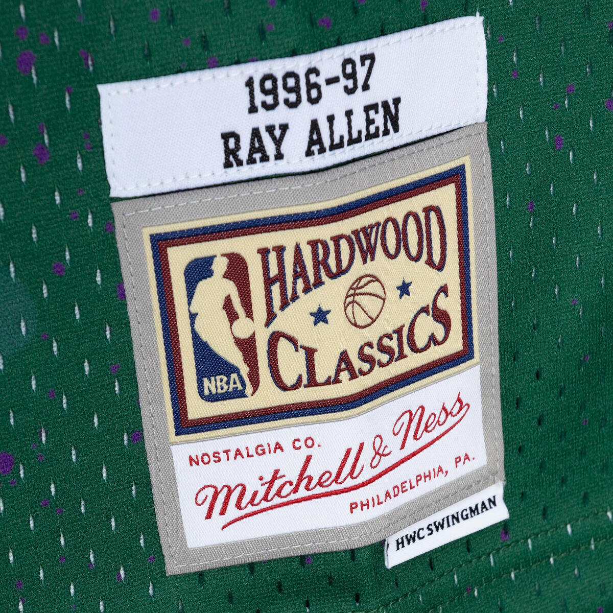 NBA RE-TAKE GRADIENT SWINGMAN JERSEY BUCKS 1996 RAY ALLEN - Green-Purple - Image 4