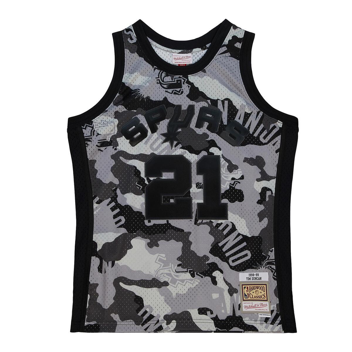 NBA GHOST BLACK CAMO SWINGMAN JERSEY SPURS 1998 TIM DUNCAN Pattern-Black SMJY4589-SAS98TDUPTBK - Image 1