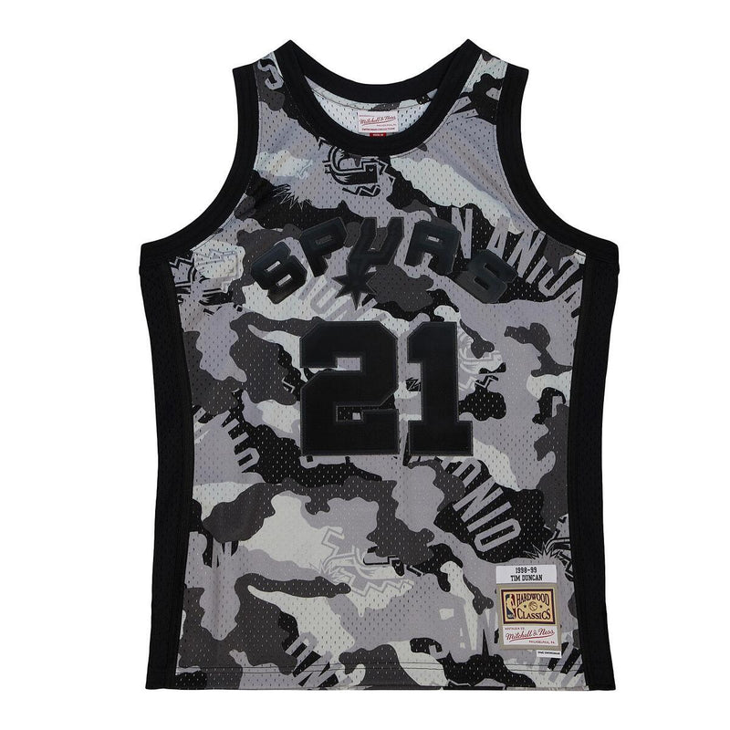 NBA GHOST BLACK CAMO SWINGMAN JERSEY SPURS 1998 TIM DUNCAN Pattern-Black SMJY4589-SAS98TDUPTBK - Image 1
