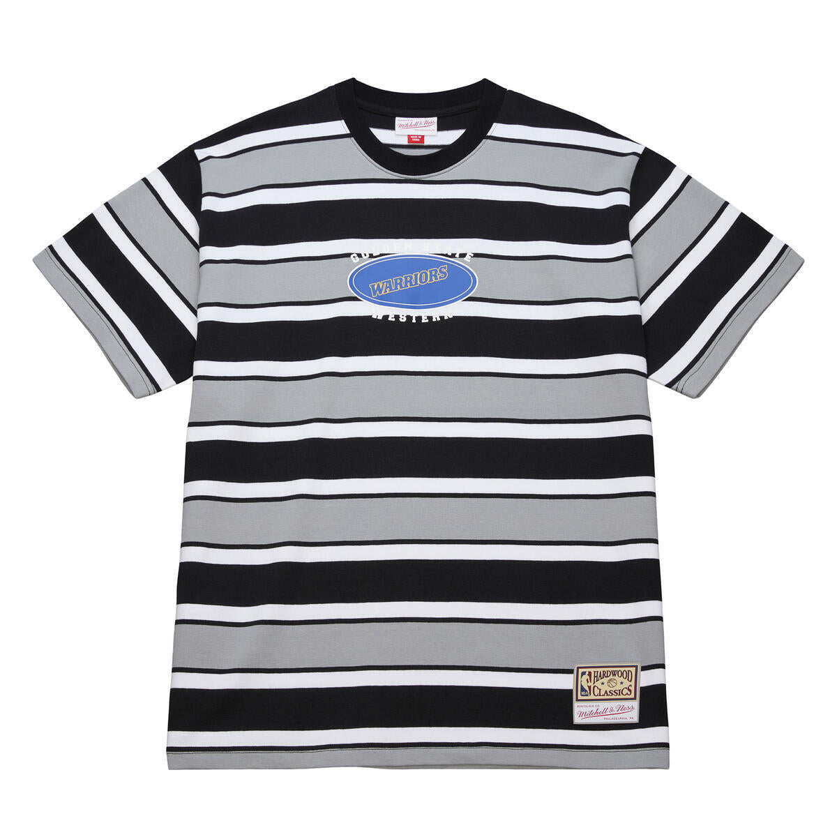 NBA STRIPED SS SHIRT WARRIORS Black SS10114-GSWBLCK - Image 1