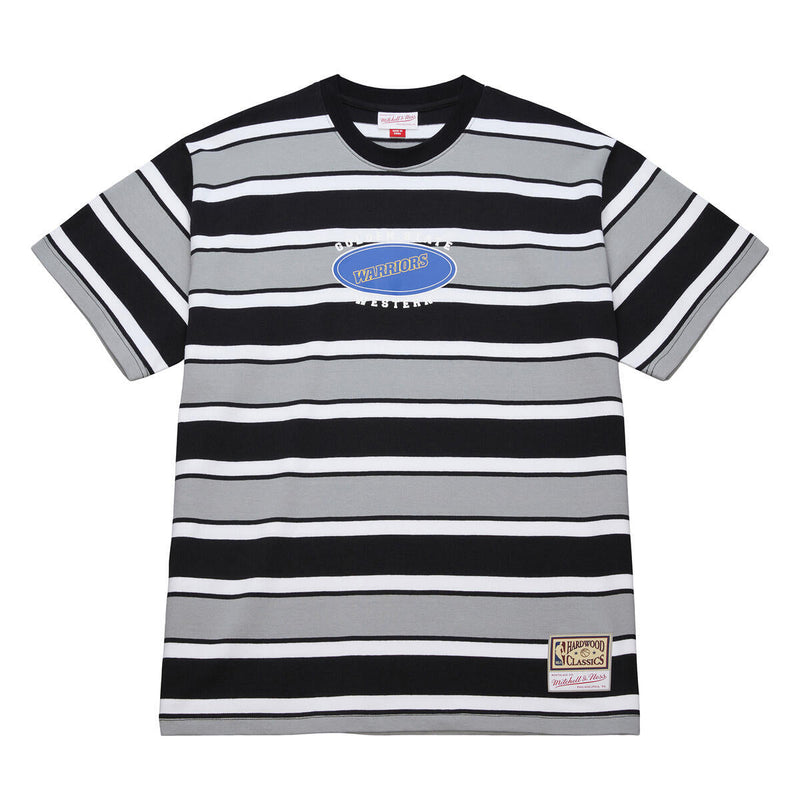 NBA STRIPED SS SHIRT WARRIORS Black SS10114-GSWBLCK - Image 1
