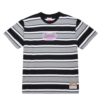 NBA STRIPED SS SHIRT LAKERS Black SS10114-LALBLCK - Image 1
