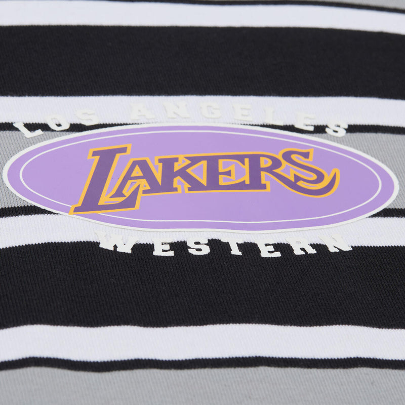 NBA STRIPED SS SHIRT LAKERS Black SS10114-LALBLCK - Image 4