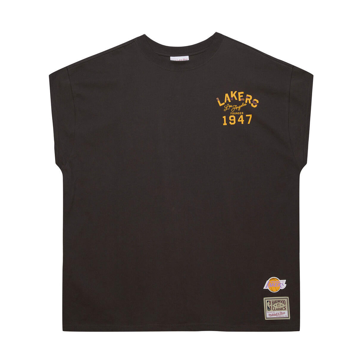 NBA STAGGERED ZAG CAP SLEEVE TEE HWC LAKERS - Vintage Black - Image 1