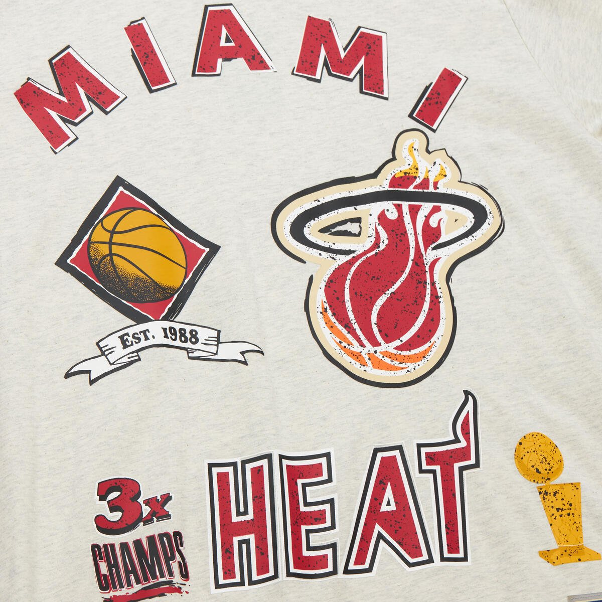NBA LEGACY DEFINED SS TEE HWC HEAT Oatmeal Heather SS8412-MHEOTHT - Image 5