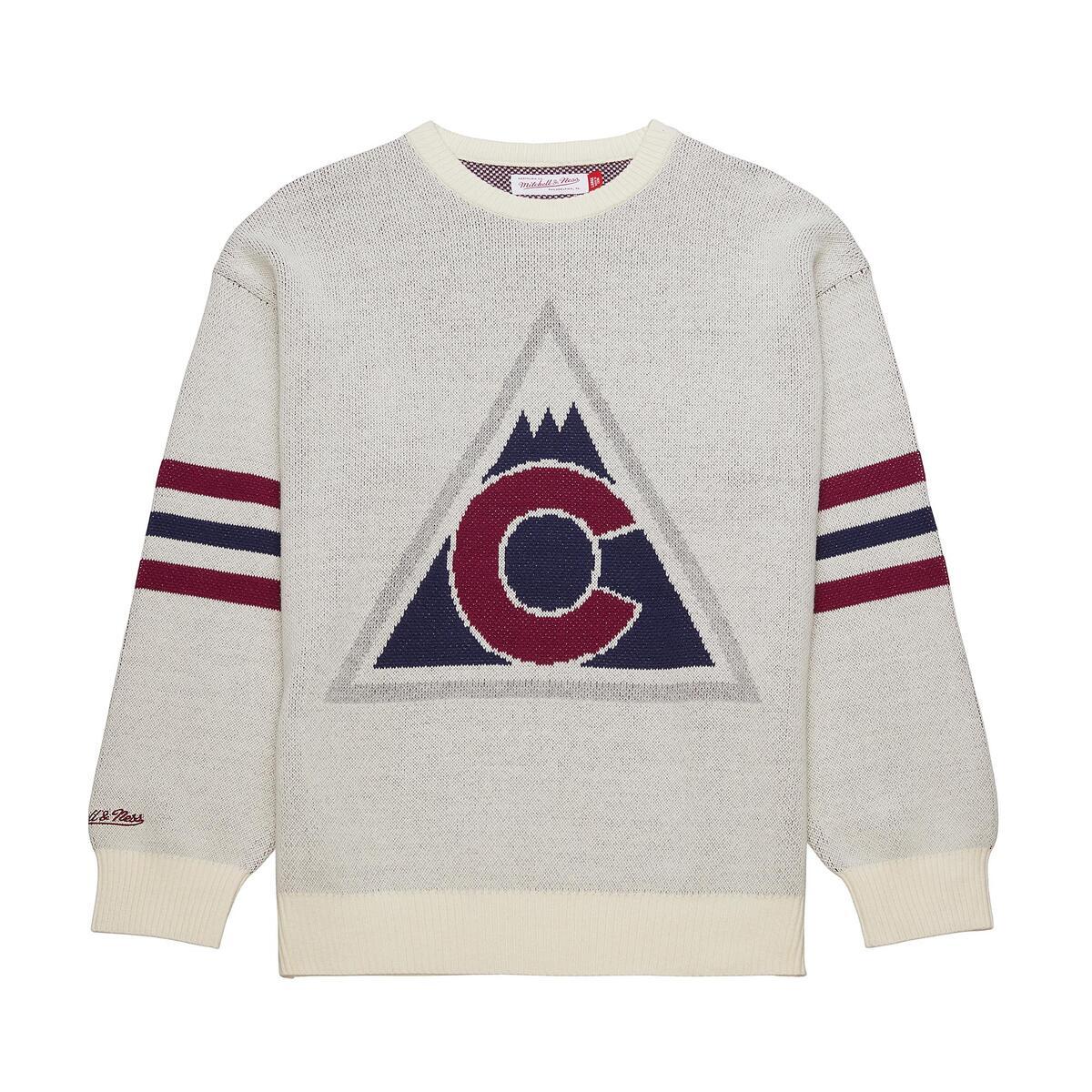 NHL RETRO HELMET SWEATER CURRENT LOGO AVALANCHE Cream SW8081-CAVCREA - Image 1