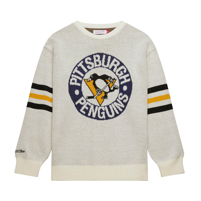 NHL RETRO HELMET SWEATER VINTAGE LOGO PENGUINS Cream SW8459-PPECREA - Image 1