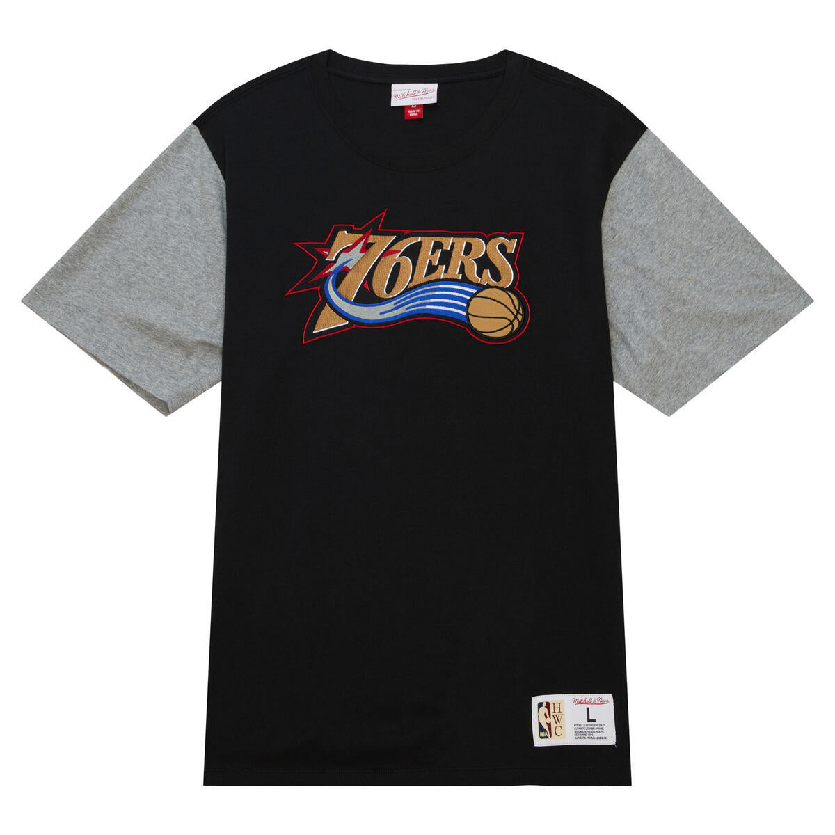NBA COLOR BLOCKED SS TEE 76ERS Black TCRW1222-P76YYPPPBLCK - Image 4