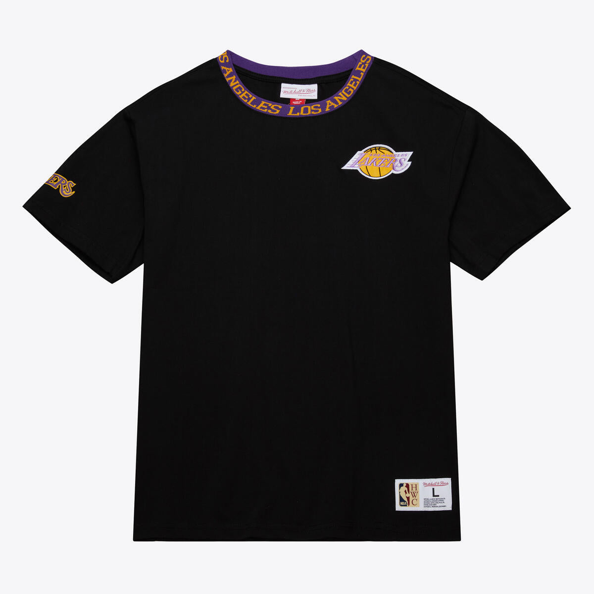 NBA JACQUARD RINGER SS TEE VINTAGE LOGO LAKERS Black TCRW6601-LALYYPPPBLCK - Image 1