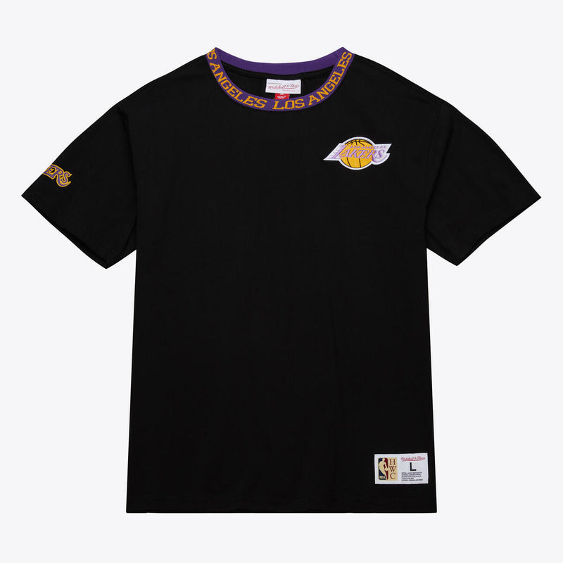 NBA JACQUARD RINGER SS TEE VINTAGE LOGO LAKERS Black TCRW6601-LALYYPPPBLCK - Image 1