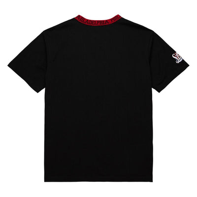 NBA JACQUARD RINGER SS TEE VINTAGE LOGO 76ERS Black TCRW6601-P76YYPPPBLCK - Image 4