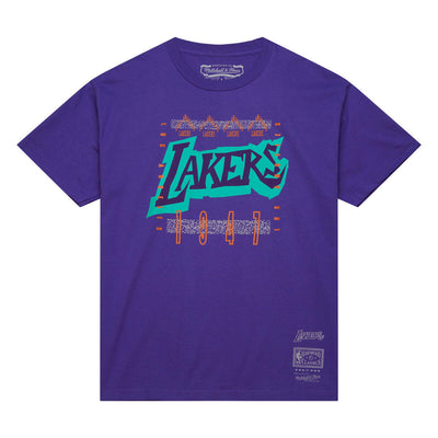 NBA 90S REFLECTIVE STATIC SS PREMIUM TEE LAKERS Purple TCRW6778-LALYYPPPPURP - Image 1