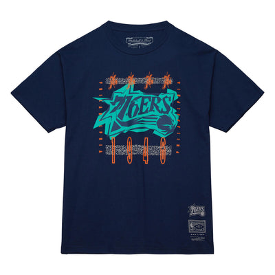 NBA 90s REFLECTIVE STATIC SS PREMIUM TEE 76ERS Navy TCRW6778-P7646PPPNAVY - Image 2