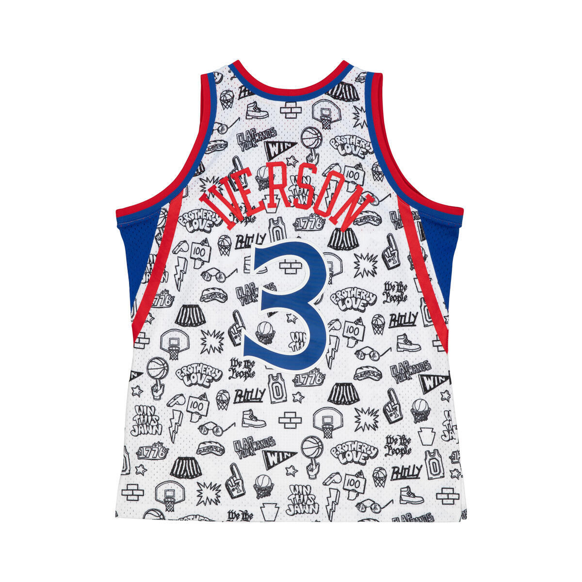 NBA DOODLE SWINGMAN JERSEY 76ERS 1996 ALLEN IVERSON - Pattern-White - Image 3
