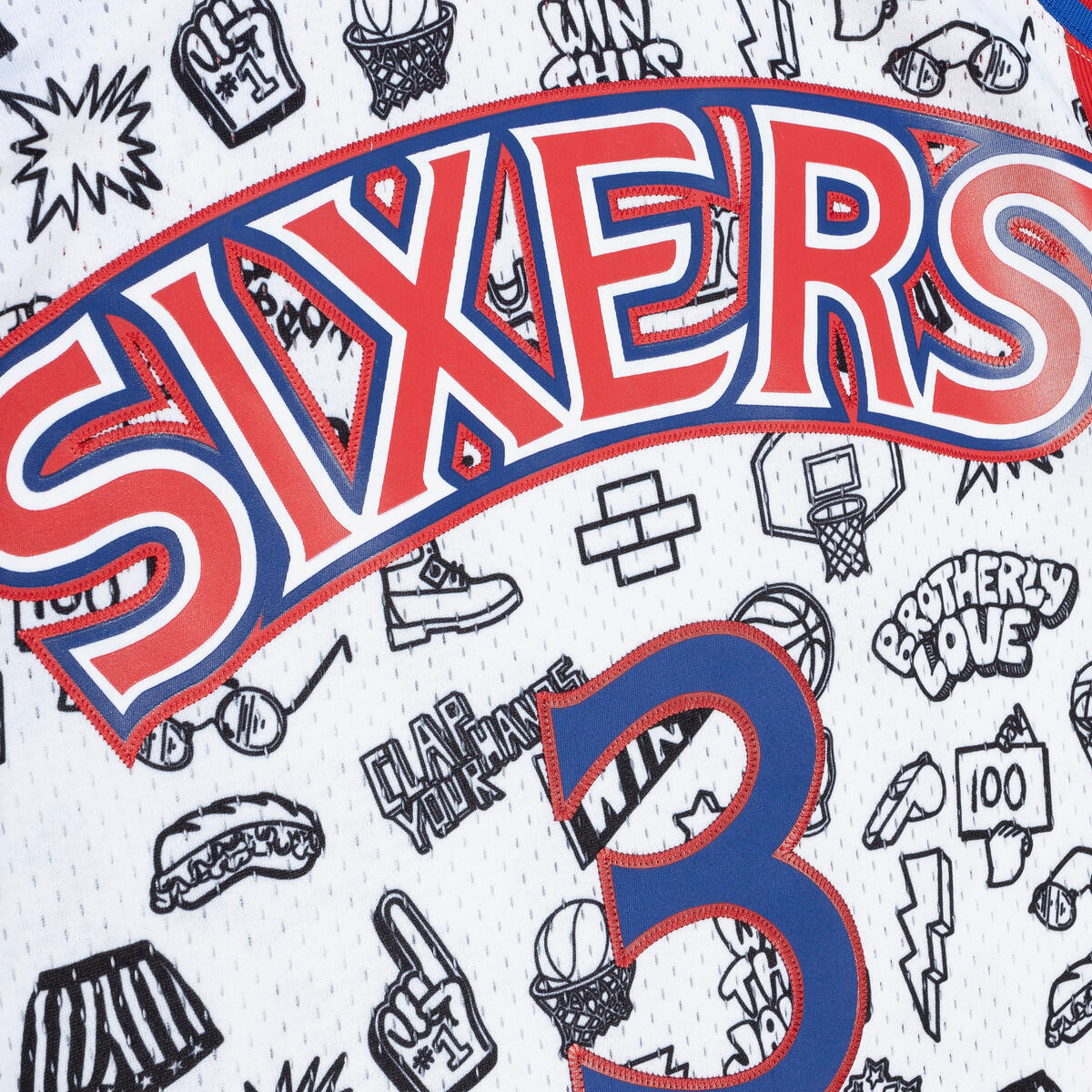 NBA DOODLE SWINGMAN JERSEY 76ERS 1996 ALLEN IVERSON - Pattern-White - Image 5