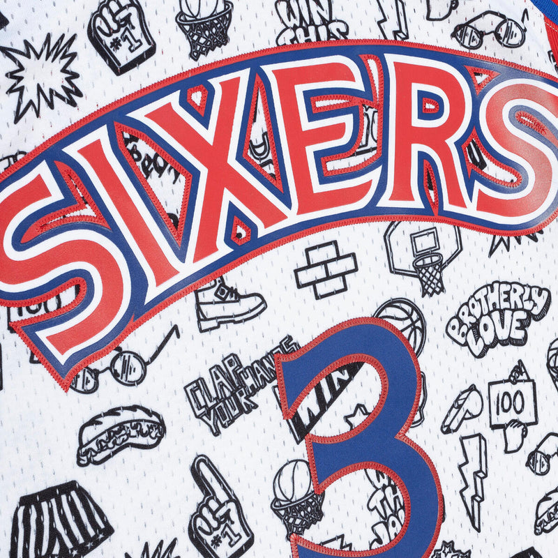 NBA DOODLE SWINGMAN JERSEY 76ERS 1996 ALLEN IVERSON - Pattern-White - Image 5
