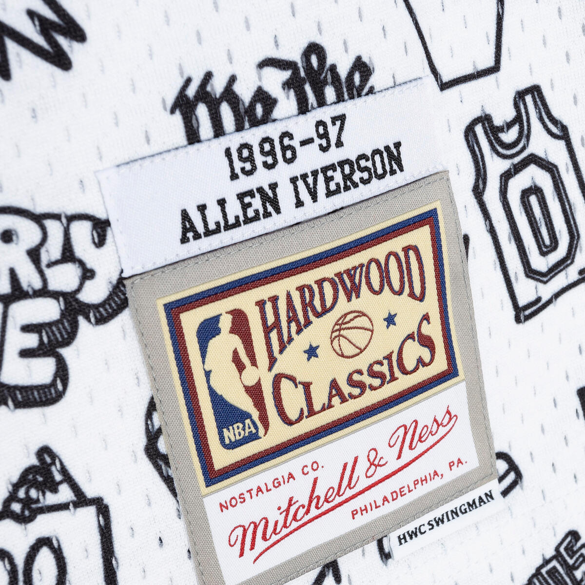 NBA DOODLE SWINGMAN JERSEY 76ERS 1996 ALLEN IVERSON - Pattern-White - Image 7