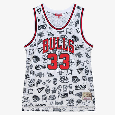 NBA W DOODLE SWINGMAN JERSEY BULLS 1997 SCOTTIE PIPPEN - Pattern-White - Image 1