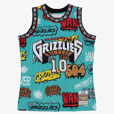 NBA SLAP STICKER SWINGMAN JERSEY GRIZZLIES 1998 MIKE BIBBY Teal TFSM4768-VGR98MBITEAL - Image 1