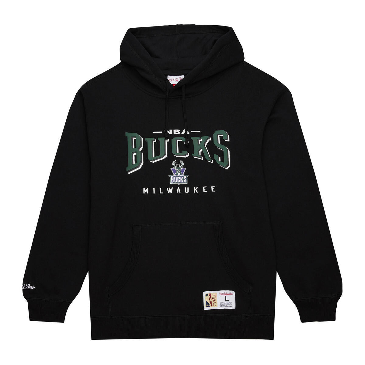 NBA OPPORTUNITY BUY FLEECE HOODIE VINTAGE LOGO BUCKS Black TH10125-MBUBLCK - Image 1