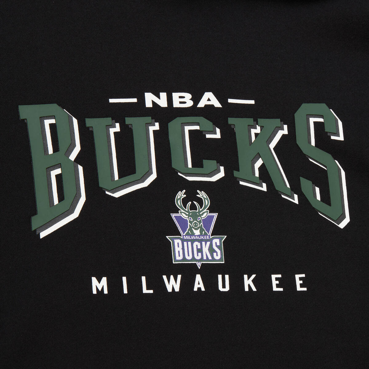 NBA OPPORTUNITY BUY FLEECE HOODIE VINTAGE LOGO BUCKS Black TH10125-MBUBLCK - Image 3