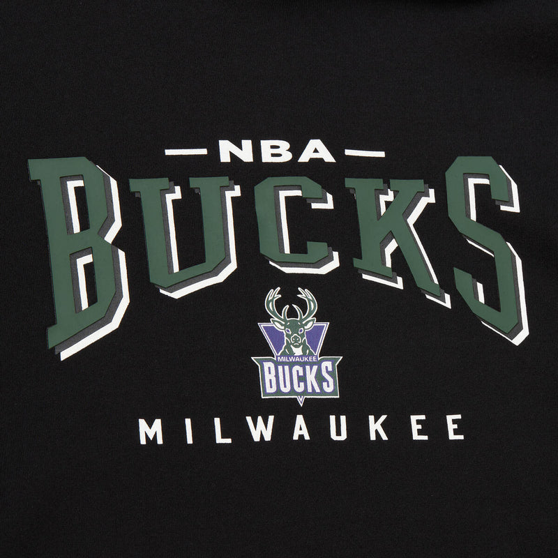 NBA OPPORTUNITY BUY FLEECE HOODIE VINTAGE LOGO BUCKS Black TH10125-MBUBLCK - Image 3