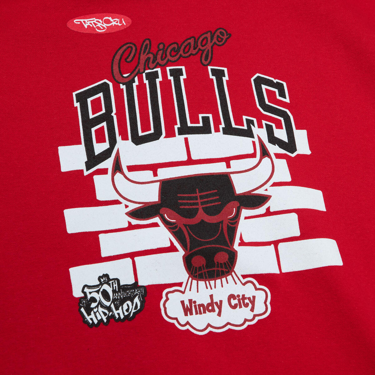 NBA TATS CRU BRICK HOODIE BULLS Red TH2455-CBURED1 - Image 3