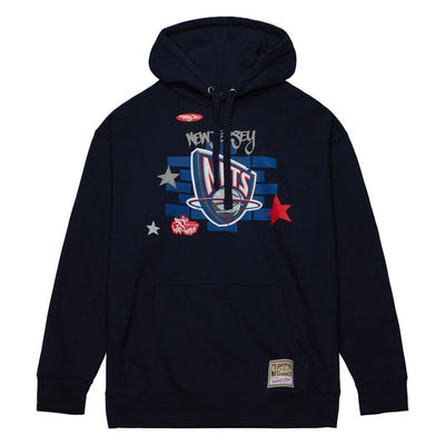 NBA TATS CRU BRICK HOODIE NETS Navy TH2455-NJNNAVY - Image 1